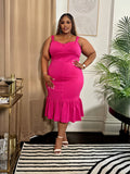 SERVING CURVES DRESS-MAGENTA