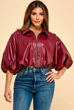 FAVORITE MOMENT LEATHER SHIRT-BURGUNDY