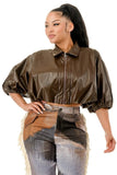 FAVORITE MOMENT LEATHER SHIRT-BROWN